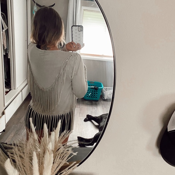 Light tan fringe cardigan - Picture 3 of 4